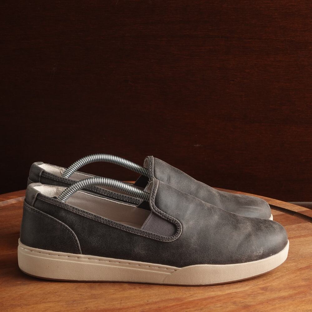 Abeo Sneakers Womens SZ 8 Met Gray Encore‎ Slip On Leather Comfort Walking Shoes